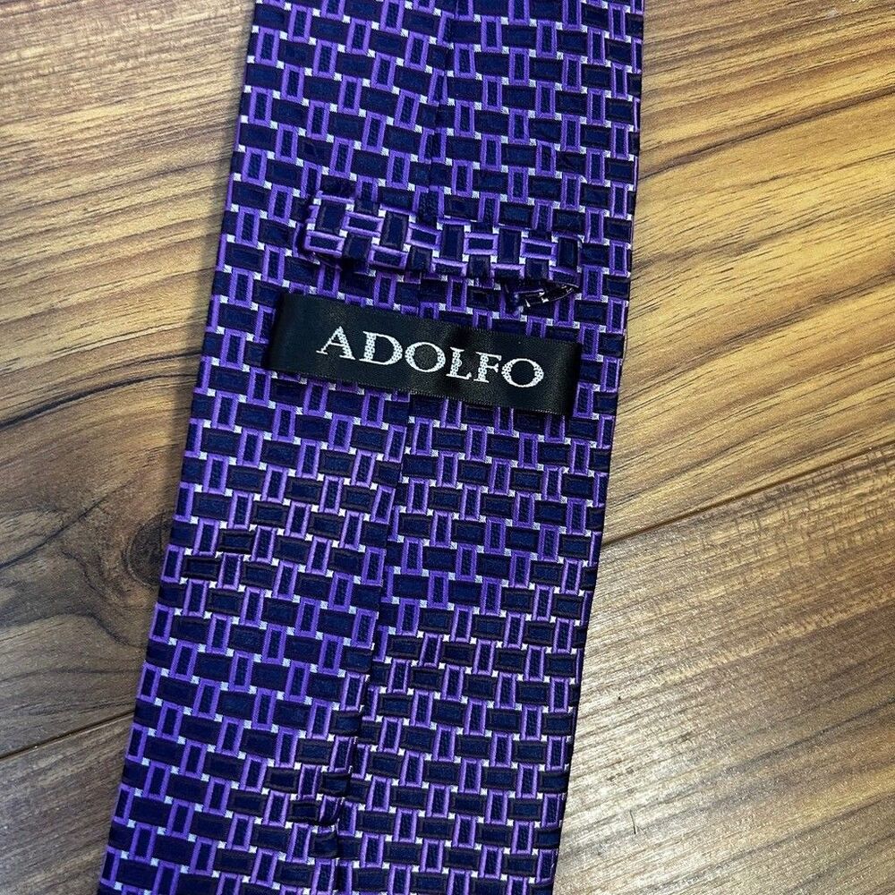 Mens Silk Tie Lot of 3 Zianetti Adolfo St Patrick Purple Yellow Paisley Striped - Picture 7 of 7